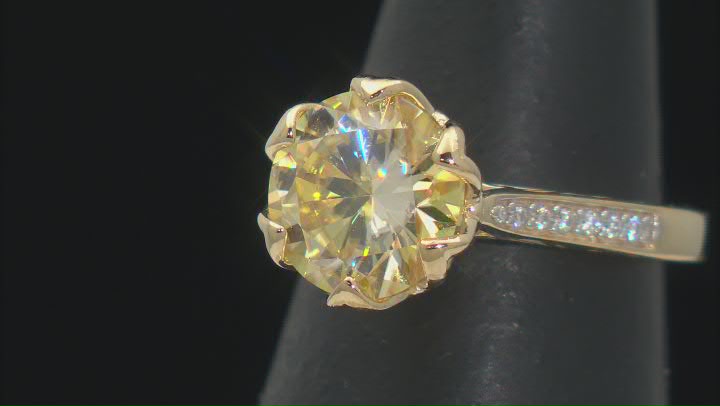 Multi Color Moissanite And Sapphire 14k Yellow Gold Over Silver 3.80ctw DEW. Video Thumbnail
