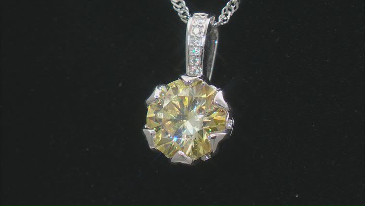 Yellow And Colorless Moissanite With Yellow Sapphire Platineve Pendant 3.66ctw DEW. Video Thumbnail