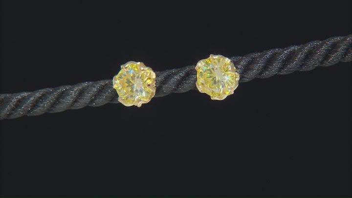 Yellow Moissanite 14k Yellow Gold Over Silver Stud Earrings 3.80ctw DEW. Video Thumbnail