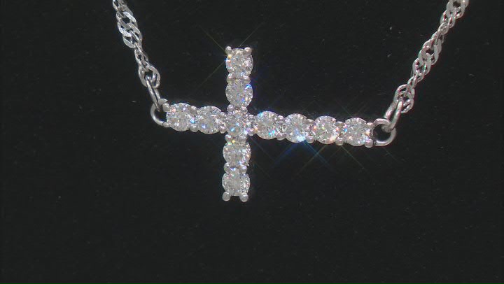 Moissanite Platineve Cross Necklace .33ctw DEW Video Thumbnail