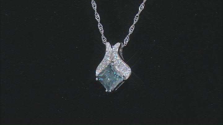 Blue And Colorless Moissanite Platineve Pendant 3.20ctw DEW. Video Thumbnail