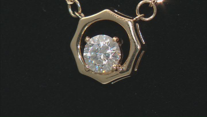 Moissanite 14k Yellow Gold Over Silver Solitaire Necklace 1.00ct DEW Video Thumbnail