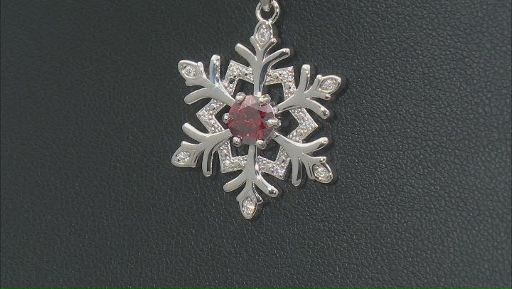 Red And Colorless Moissanite Platineve Snowflake Pendant .92ctw DEW Video Thumbnail