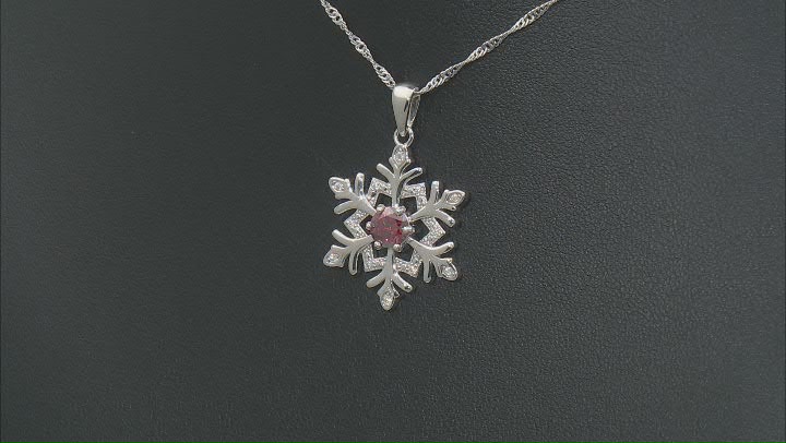 Red And Colorless Moissanite Platineve Snowflake Pendant .92ctw DEW Video Thumbnail