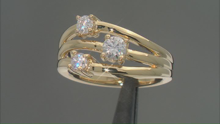 Moissanite 14k Yellow Gold Over Silver Scatter Design Ring .65ctw DEW Video Thumbnail