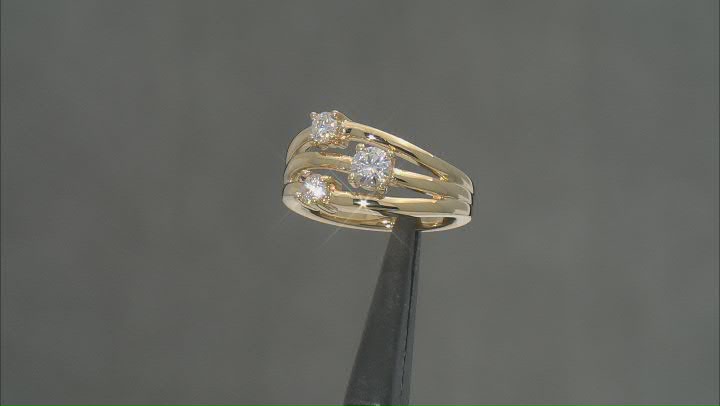 Moissanite 14k Yellow Gold Over Silver Scatter Design Ring .65ctw DEW Video Thumbnail