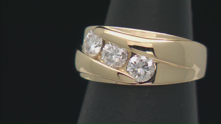Moissanite 14k Yellow Gold Over Silver 3 Stone Ring .99ctw DEW Video Thumbnail