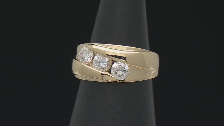 Moissanite 14k Yellow Gold Over Silver 3 Stone Ring .99ctw DEW Video Thumbnail
