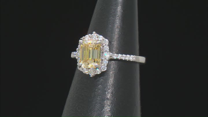 Yellow And Colorless Moissanite Platineve Ring 2.21ctw DEW. Video Thumbnail