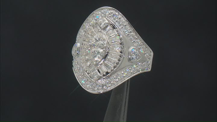 Moissanite Platineve Cocktail Rings 3.38ctw DEW. Video Thumbnail