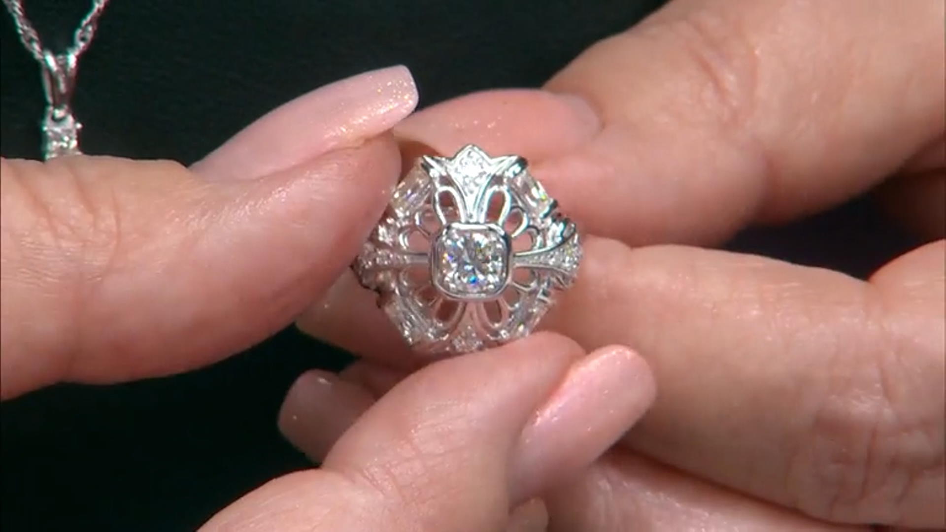 Moissanite Platineve Vintage Style Ring 1.36ctw DEW. Video Thumbnail