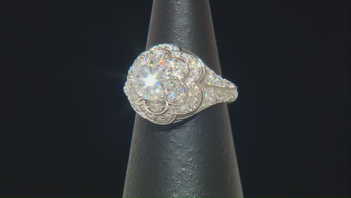 Moissanite Platineve Cocktail Ring 3.56ctw DEW. Video Thumbnail