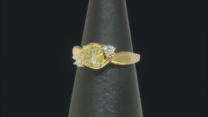 Yellow And Colorless Moissanite 14k Yellow Gold Over Silver Ring 1.40ctw DEW. Video Thumbnail
