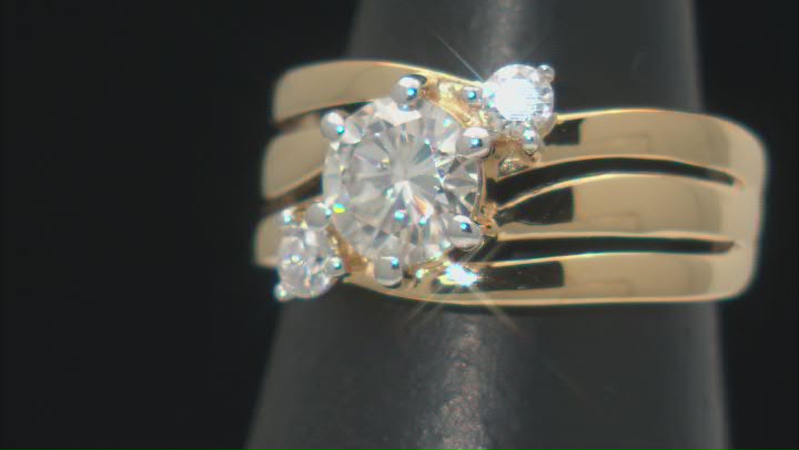 Moissanite 14k Yellow Gold Over Silver Ring 1.40ctw DEW. Video Thumbnail