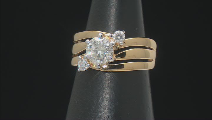 Moissanite 14k Yellow Gold Over Silver Ring 1.40ctw DEW. Video Thumbnail