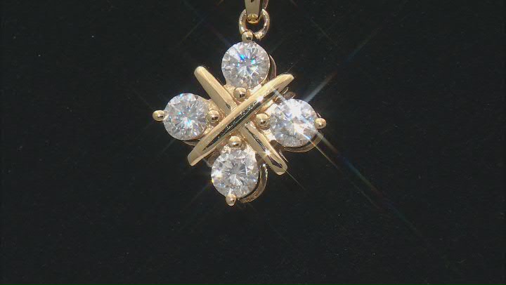 Moissanite 14k Yellow Gold Over Silver Pendant With Chain .92ctw DEW. Video Thumbnail