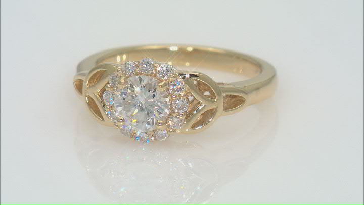 Moissanite 14k Yellow Gold Over Silver Ring 1.04ctw DEW. Video Thumbnail