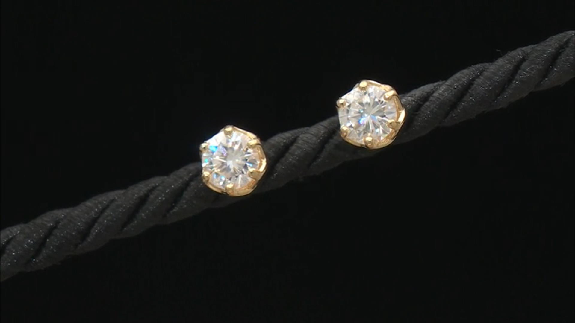 Moissanite 14k Yellow Gold Over Silver Stud Earrings 2.00ctw DEW. Video Thumbnail
