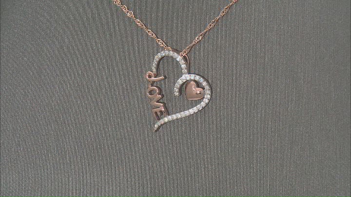 Moissanite 14k Rose Gold Over Silver Heart And Love Pendant .40ctw DEW Video Thumbnail
