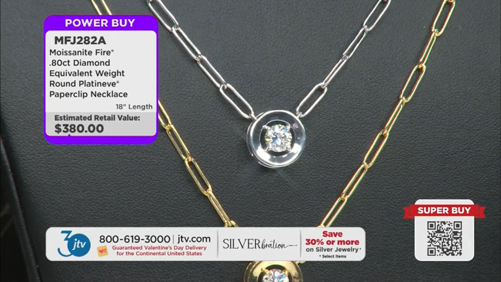 Moissanite Platineve Paperclip Necklace .80ct DEW. Video Thumbnail