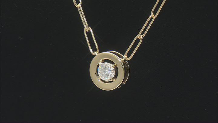 Moissanite 14k Yellow Gold Over Silver Paperclip Necklace .80ct DEW. Video Thumbnail