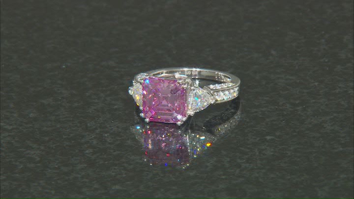 Pink and Colorless Moissanite Platineve Ring 5.10ctw DEW Video Thumbnail