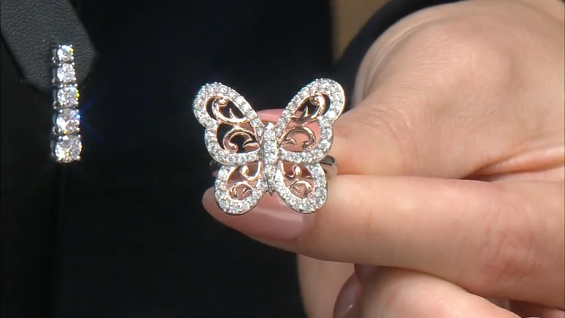 Moissanite Two Tone Butterfly Ring 1.00ctw DEW. Video Thumbnail