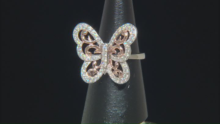 Moissanite Two Tone Butterfly Ring 1.00ctw DEW. Video Thumbnail