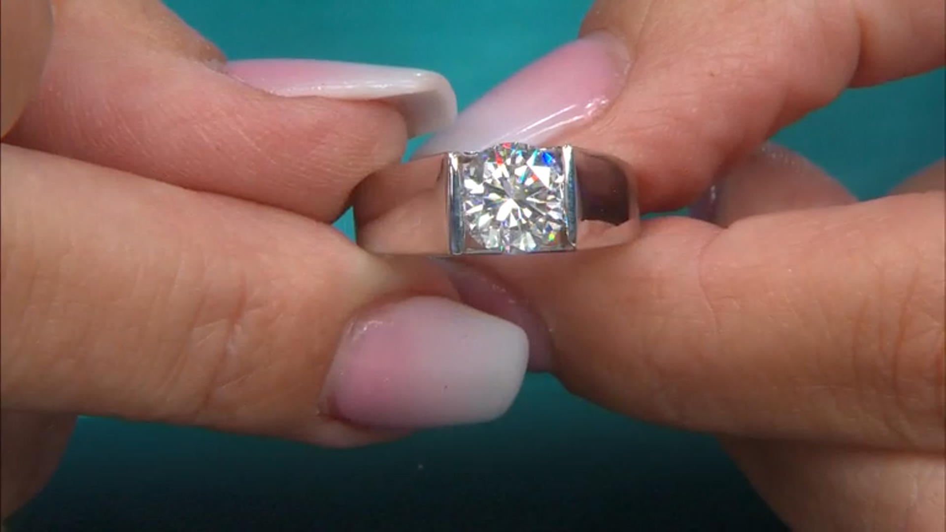 Moissanite Platineve Solitaire Ring 1.90ct DEW. Video Thumbnail