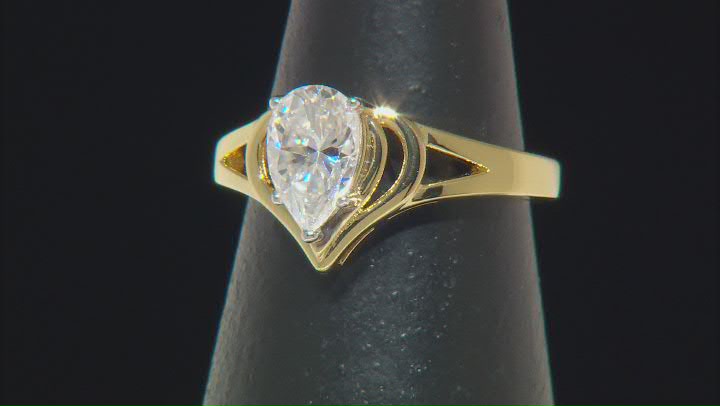 Moissanite 14k Yellow Gold Over Silver Solitaire Ring 1.50ct DEW. Video Thumbnail