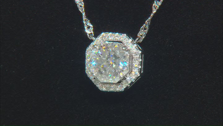Moissanite Platineve Halo Necklace 2.74ctw DEW. Video Thumbnail