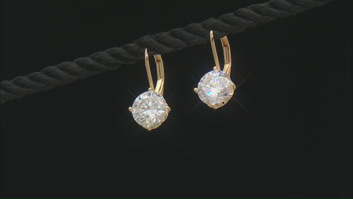 Moissanite 14k Yellow Gold Over Silver Solitaire Earring 3.80ctw DEW Video Thumbnail