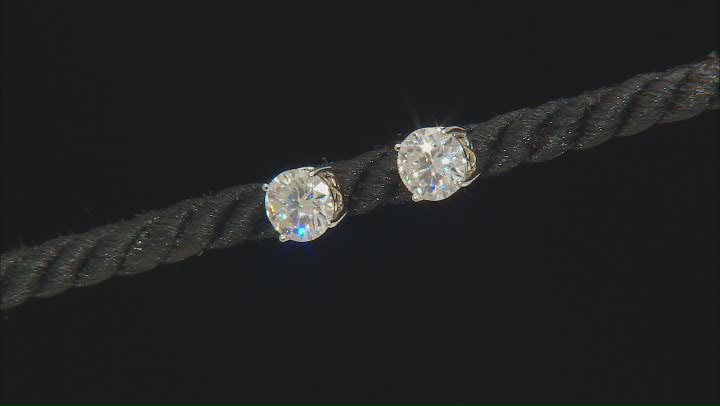 Moissanite Platineve And 14k Yellow Gold Over Silver Stud Earring 2.40ctw DEW Video Thumbnail