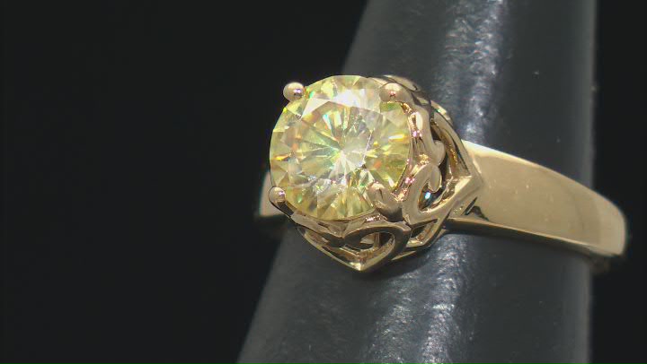 Yellow Moissanite 14k Yellow Gold Over Silver Ring 1.90ct DEW. Video Thumbnail
