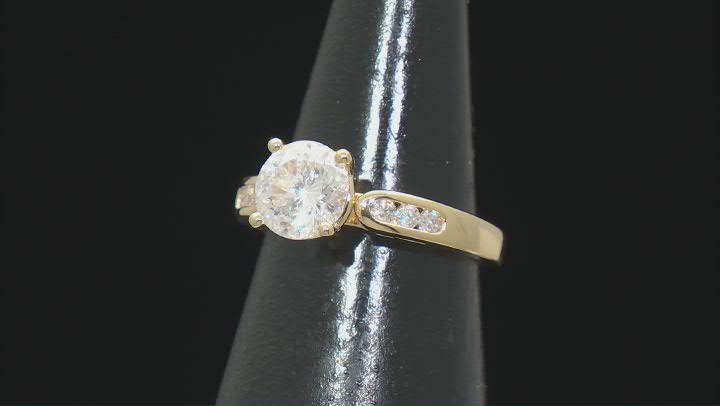 Moissanite Inferno Cut 14k Yellow Gold Over Silver Engagement Ring 2.35ctw DEW. Video Thumbnail
