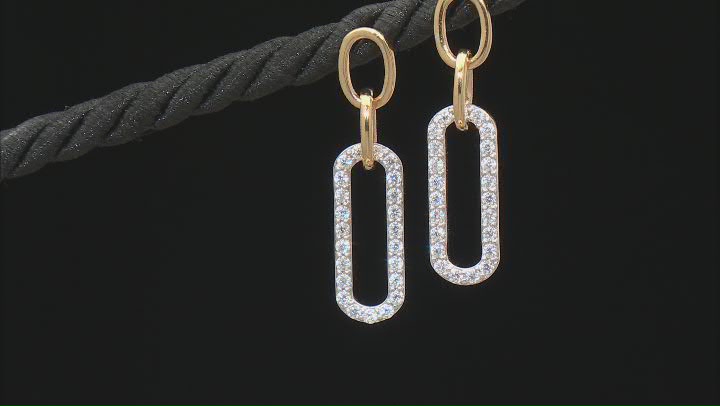 Moissanite 14k Yellow Gold Over Silver Paperclip Earrings .92ctw DEW. Video Thumbnail