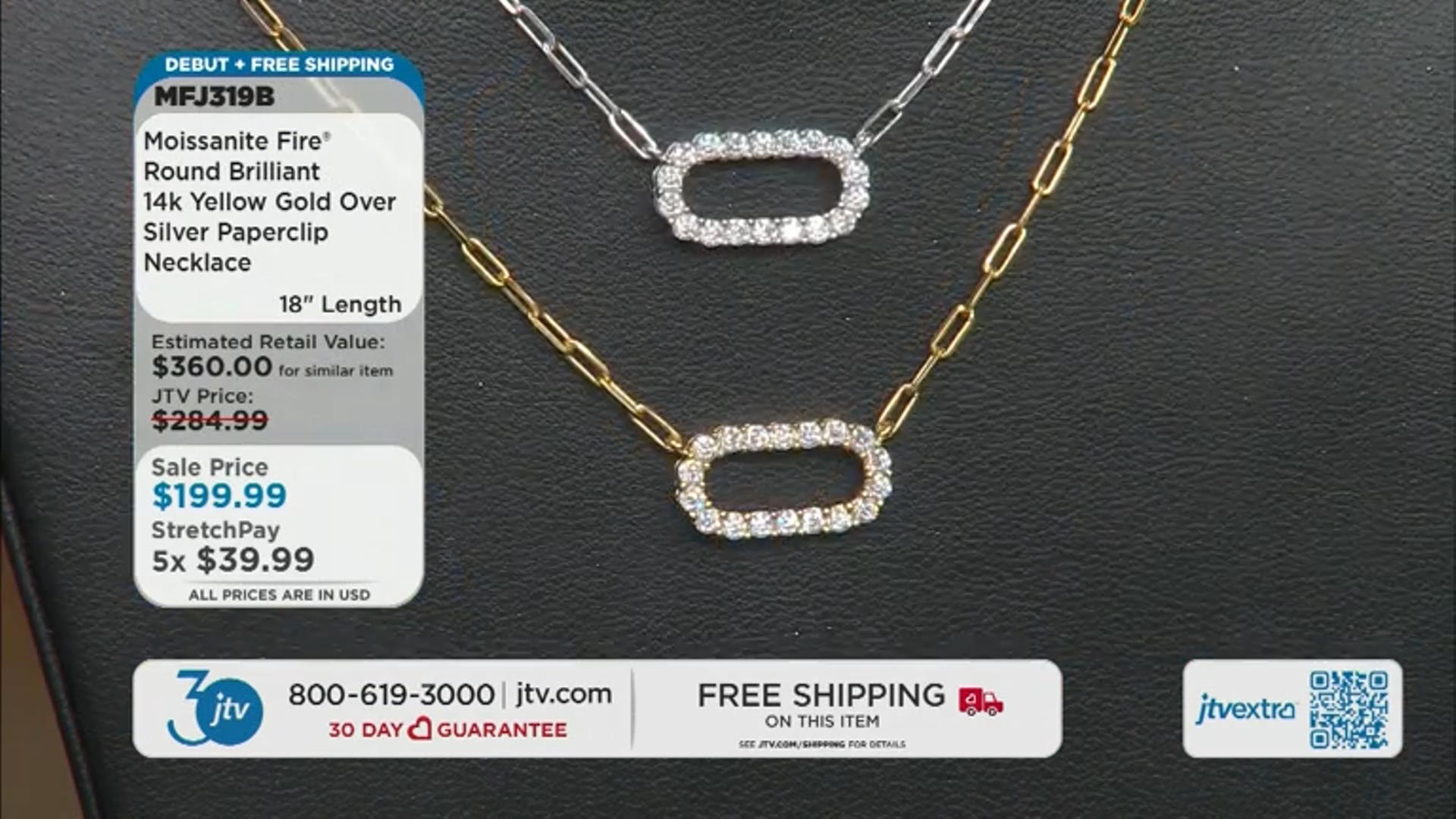 Moissanite 14k Yellow Gold Over Silver Paperclip Necklace .54ctw DEW. Video Thumbnail