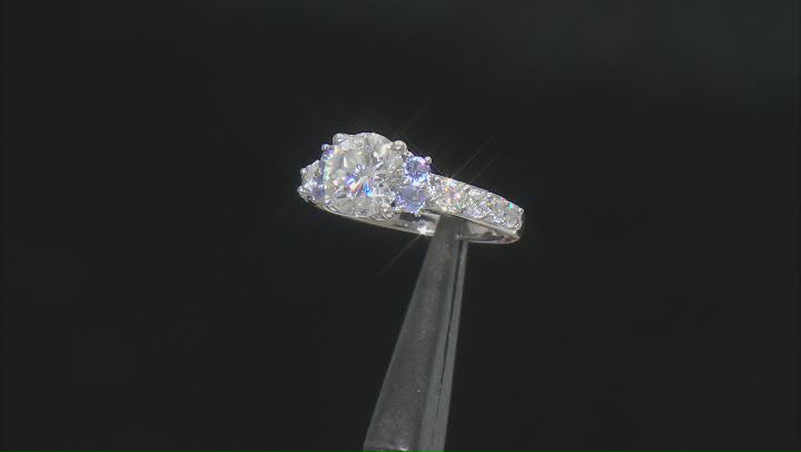 Moissanite And Tanzanite Platineve Ring 2.42ctw DEW. Video Thumbnail