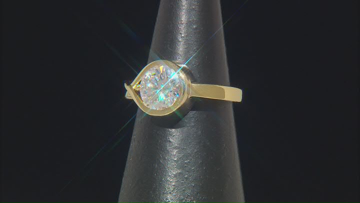Moissanite 14k Yellow Gold Over Silver Solitaire Ring 1.90ct DEW Video Thumbnail
