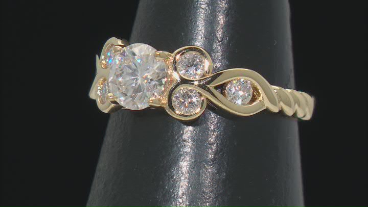 Moissanite 14k Yellow Gold Over Silver Ring 1.16ctw DEW. Video Thumbnail