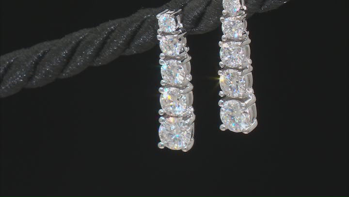 Moissanite Platineve Graduated earrings 1.76ctw DEW Video Thumbnail