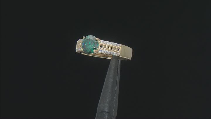 Green And White Moissanite 14k Yellow Gold Over Silver Ring 1.48ctw DEW. Video Thumbnail