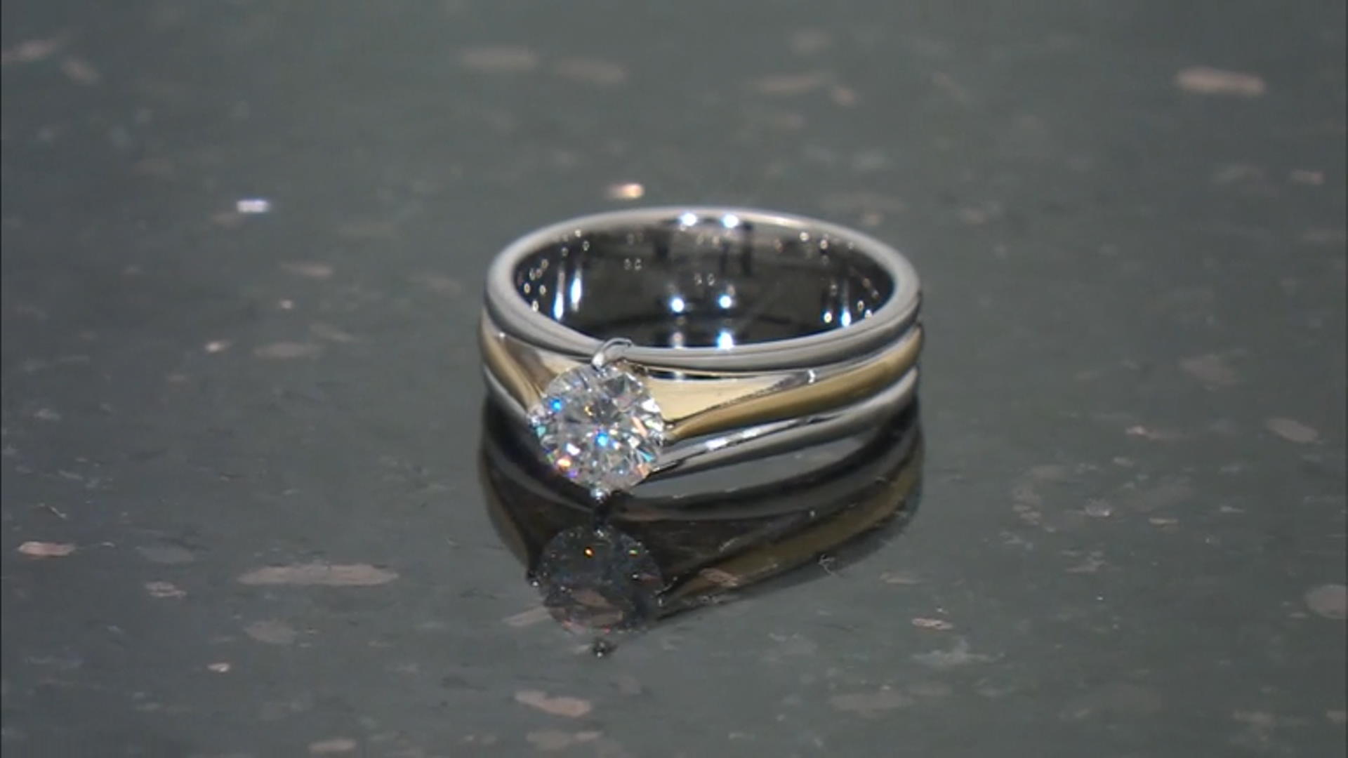 Moissanite Platineve 14k Yellow Gold Over Silver Solitaire Ring .80ct DEW Video Thumbnail