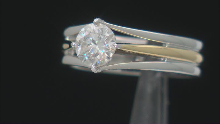 Moissanite Platineve 14k Yellow Gold Over Silver Solitaire Ring .80ct DEW Video Thumbnail