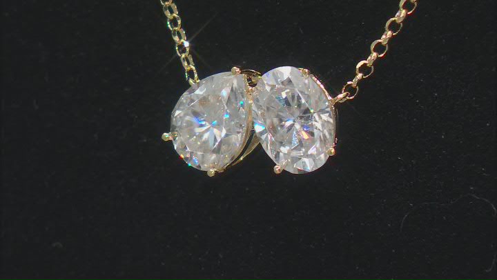 Moissanite 14k Yellow Gold Over Silver Two Stone Necklace 2.60ctw DEW. Video Thumbnail