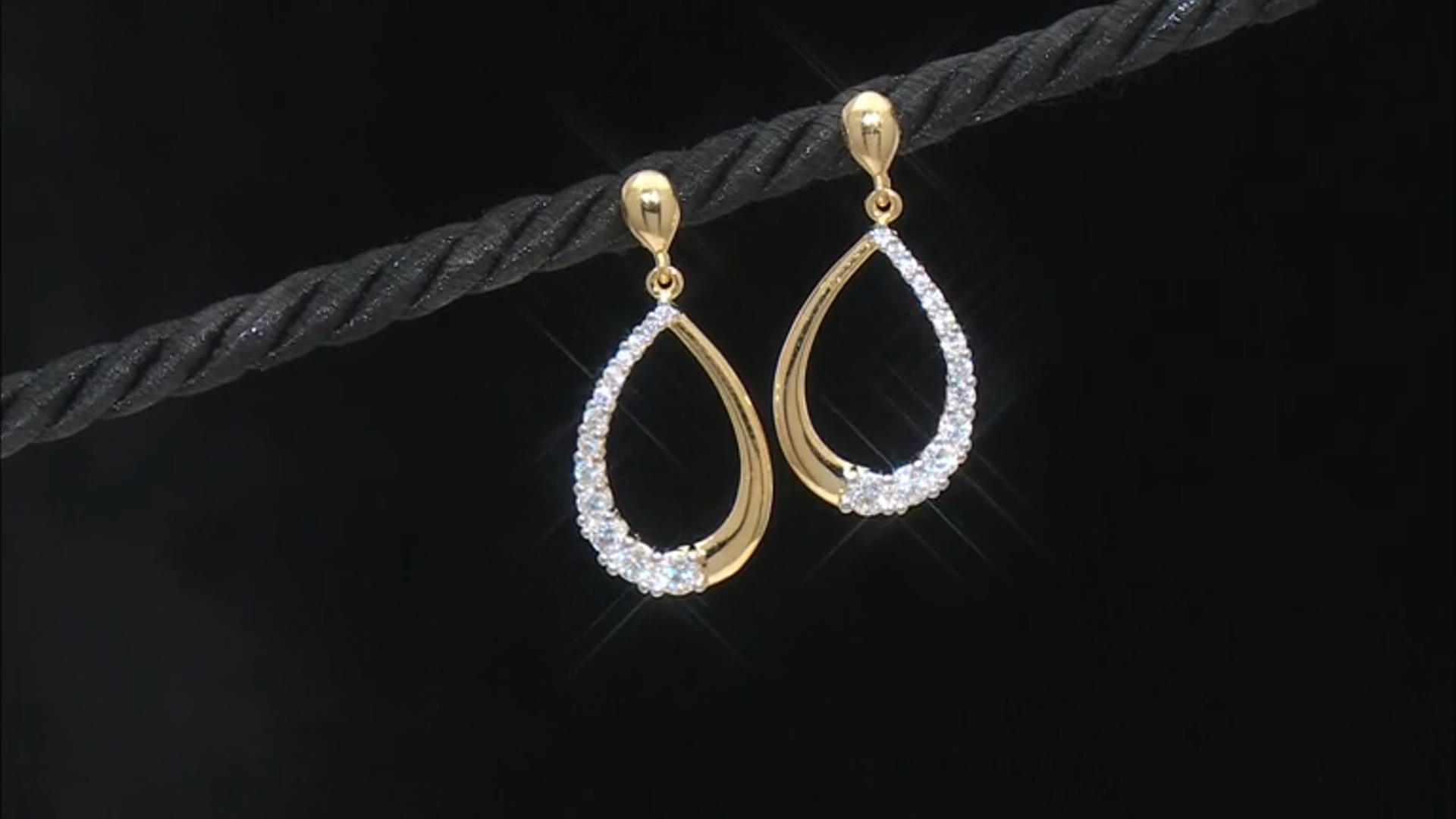 Moissanite 14k Yellow Gold Over Sterling Silver Earrings .92ctw DEW. Video Thumbnail