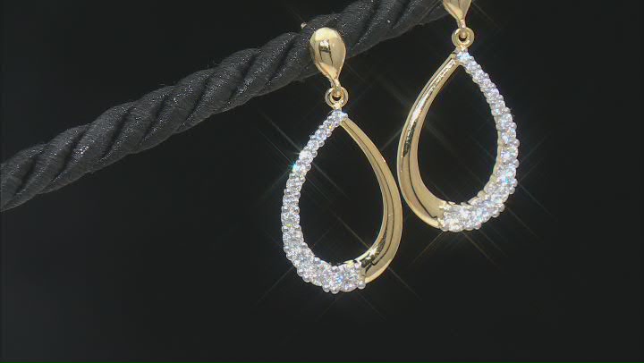 Moissanite 14k Yellow Gold Over Sterling Silver Earrings .92ctw DEW. Video Thumbnail