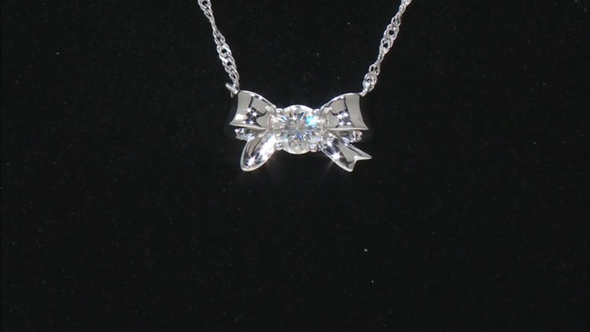 Moissanite Platineve Bow Necklace .60ct DEW Video Thumbnail