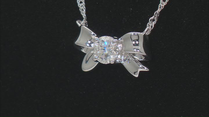 Moissanite Platineve Bow Necklace .60ct DEW Video Thumbnail