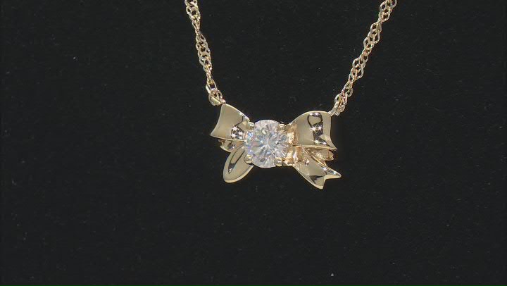 Moissanite 14k Yellow Gold Over Silver Bow Necklace .60ct DEW Video Thumbnail